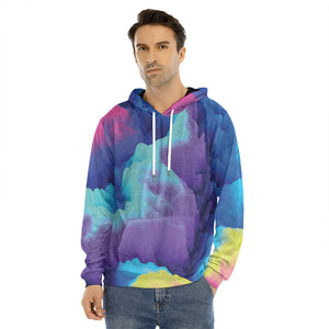 Colorful Cloud Print Men's Velvet Pullover Hoodie