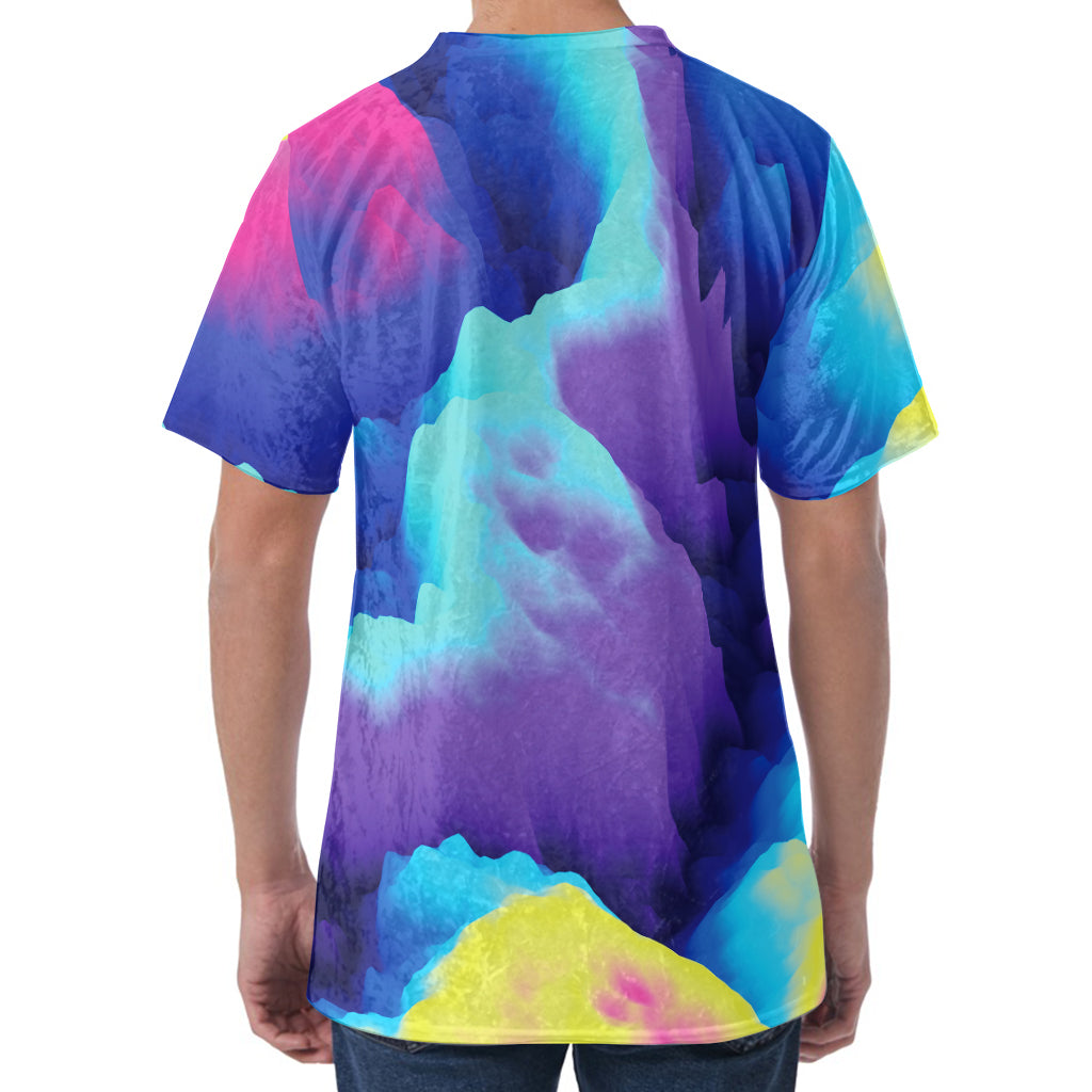 Colorful Cloud Print Men's Velvet T-Shirt