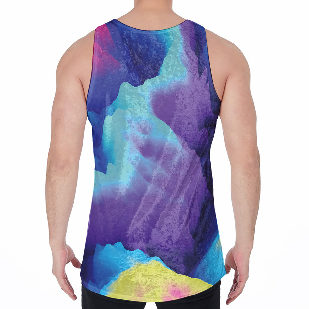 Colorful Cloud Print Men's Velvet Tank Top