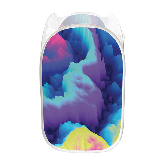 Colorful Cloud Print Mesh Laundry Hamper