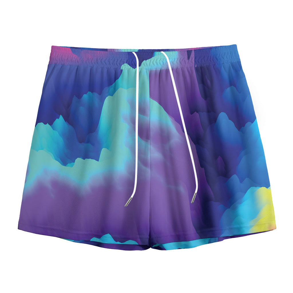 Colorful Cloud Print Mesh Shorts