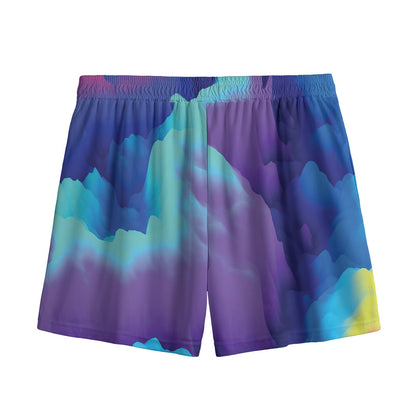 Colorful Cloud Print Mesh Shorts