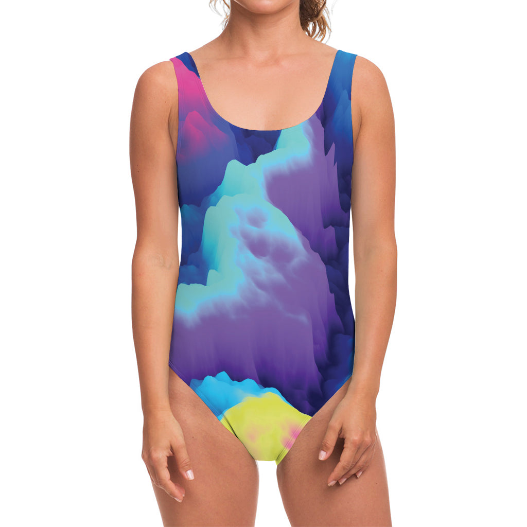 Colorful Cloud Print One Piece Swimsuit