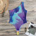 Colorful Cloud Print One Shoulder Bodysuit