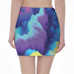 Colorful Cloud Print Pencil Mini Skirt