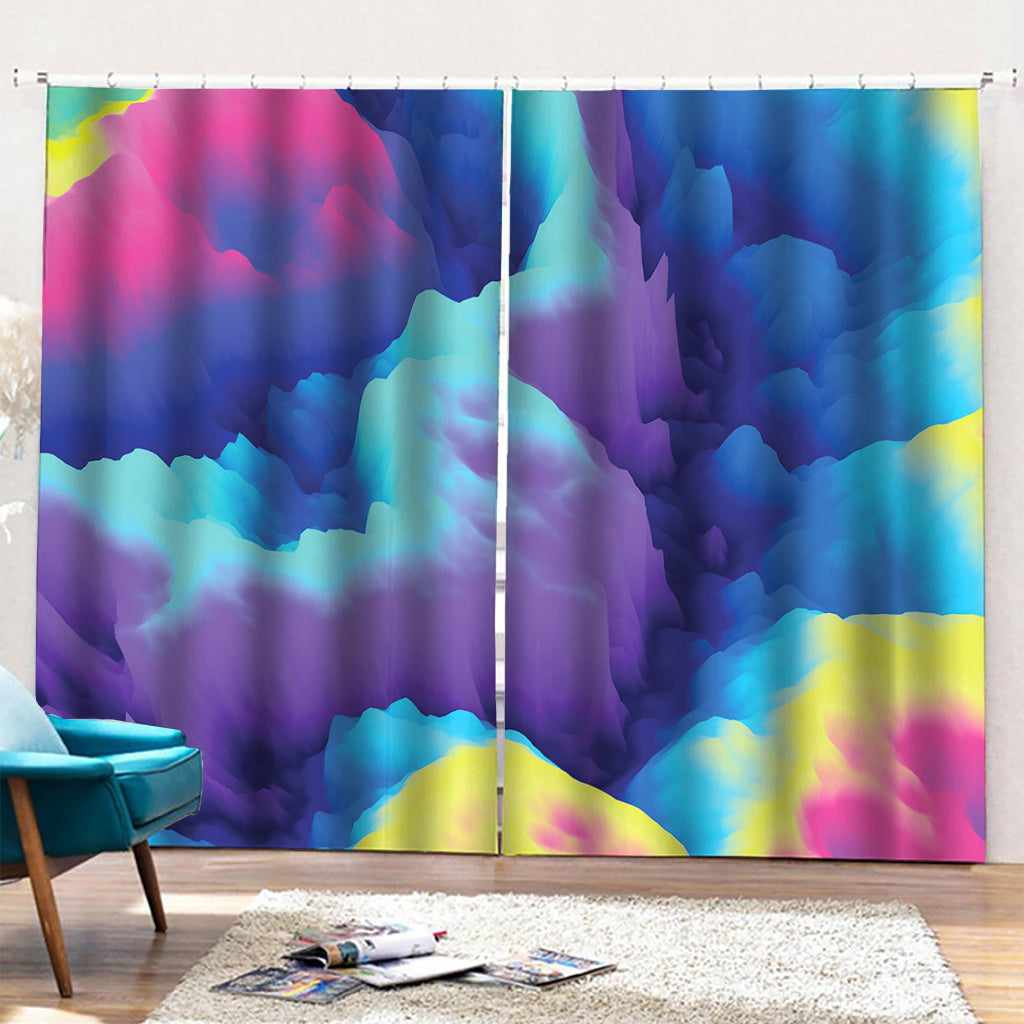 Colorful Cloud Print Pencil Pleat Curtains