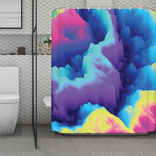 Colorful Cloud Print Polyester Shower Curtain