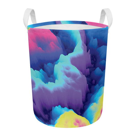 Colorful Cloud Print Round Laundry Basket