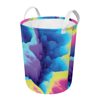 Colorful Cloud Print Round Laundry Basket