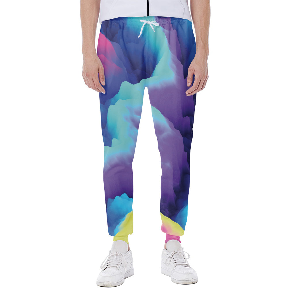 Colorful Cloud Print Scuba Joggers