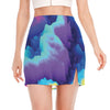 Colorful Cloud Print Side Slit Mini Skirt