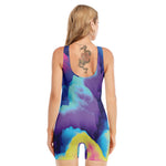 Colorful Cloud Print Sleeveless One Piece Swimsuit