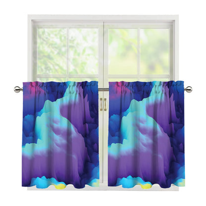 Colorful Cloud Print Tier Curtains