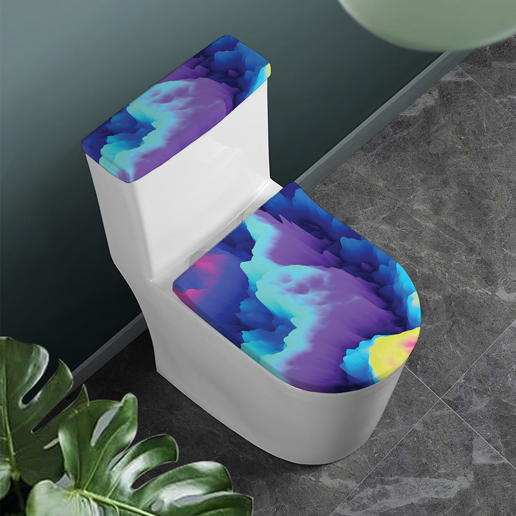 Colorful Cloud Print Toilet Lid And Tank Cover Set
