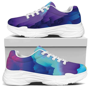 Colorful Cloud Print White Chunky Shoes