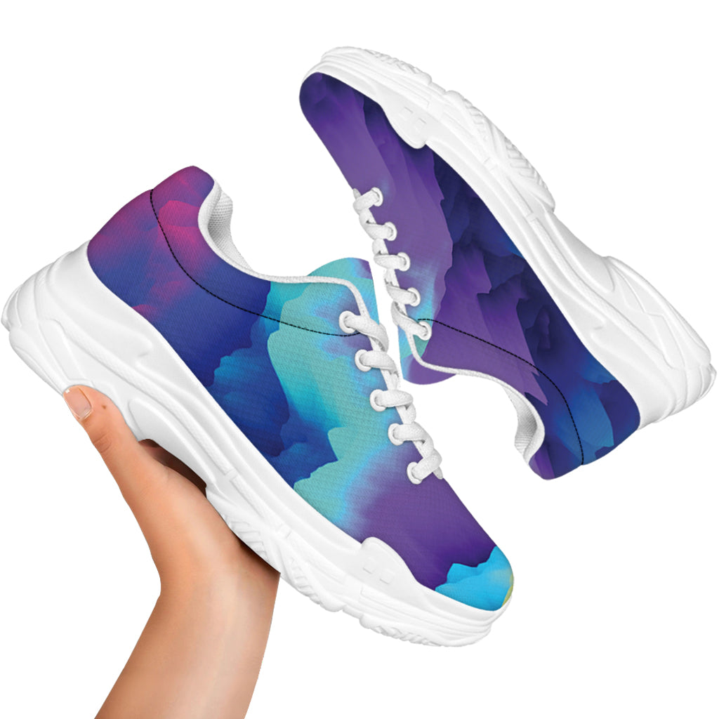 Colorful Cloud Print White Chunky Shoes