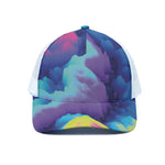 Colorful Cloud Print White Mesh Trucker Cap