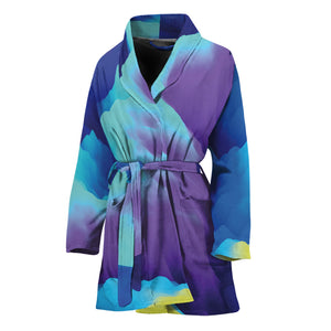 Colorful Cloud Print Women's Bathrobe