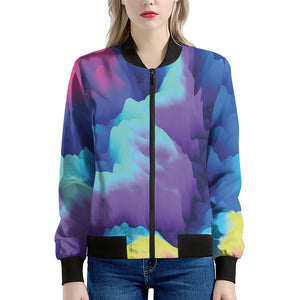 Colorful Cloud Print Women's Bomber Jacket