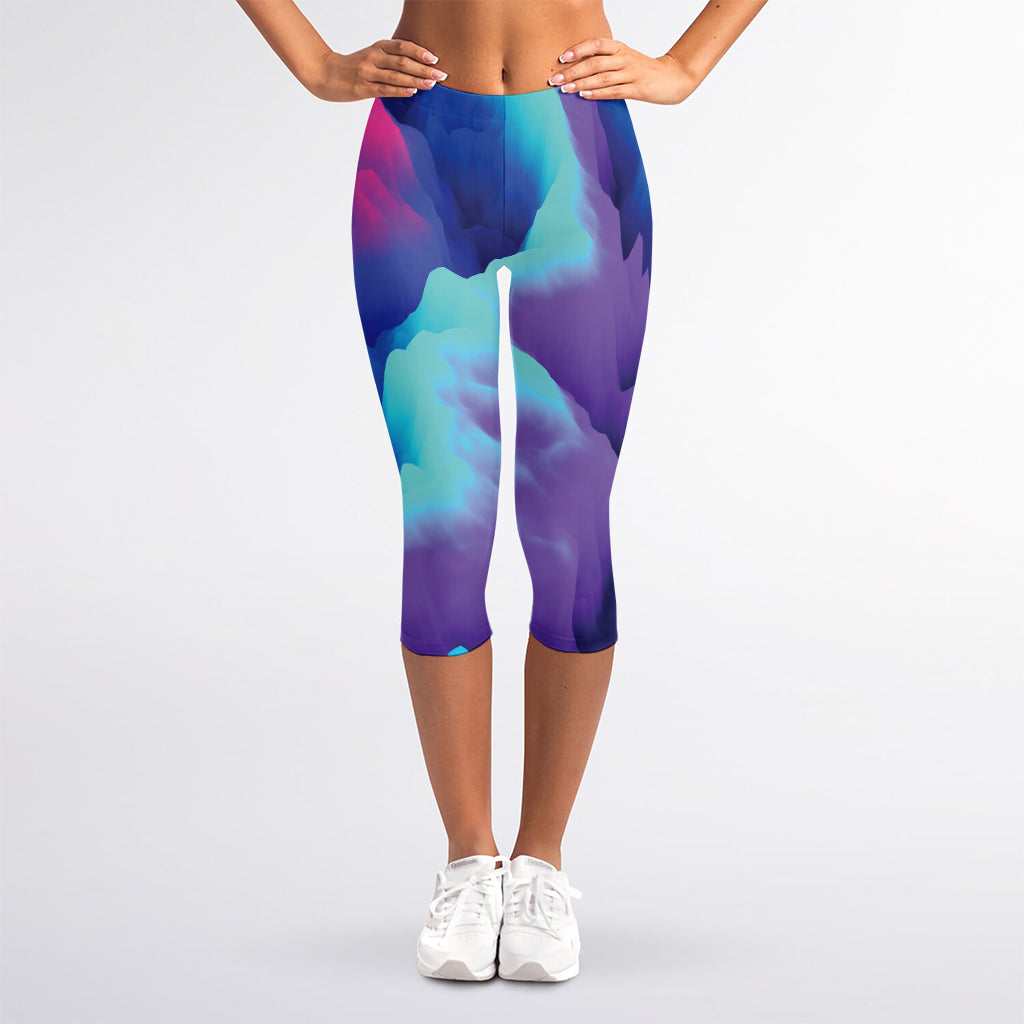 Colorful Cloud Print Women's Capri Leggings