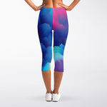 Colorful Cloud Print Women's Capri Leggings