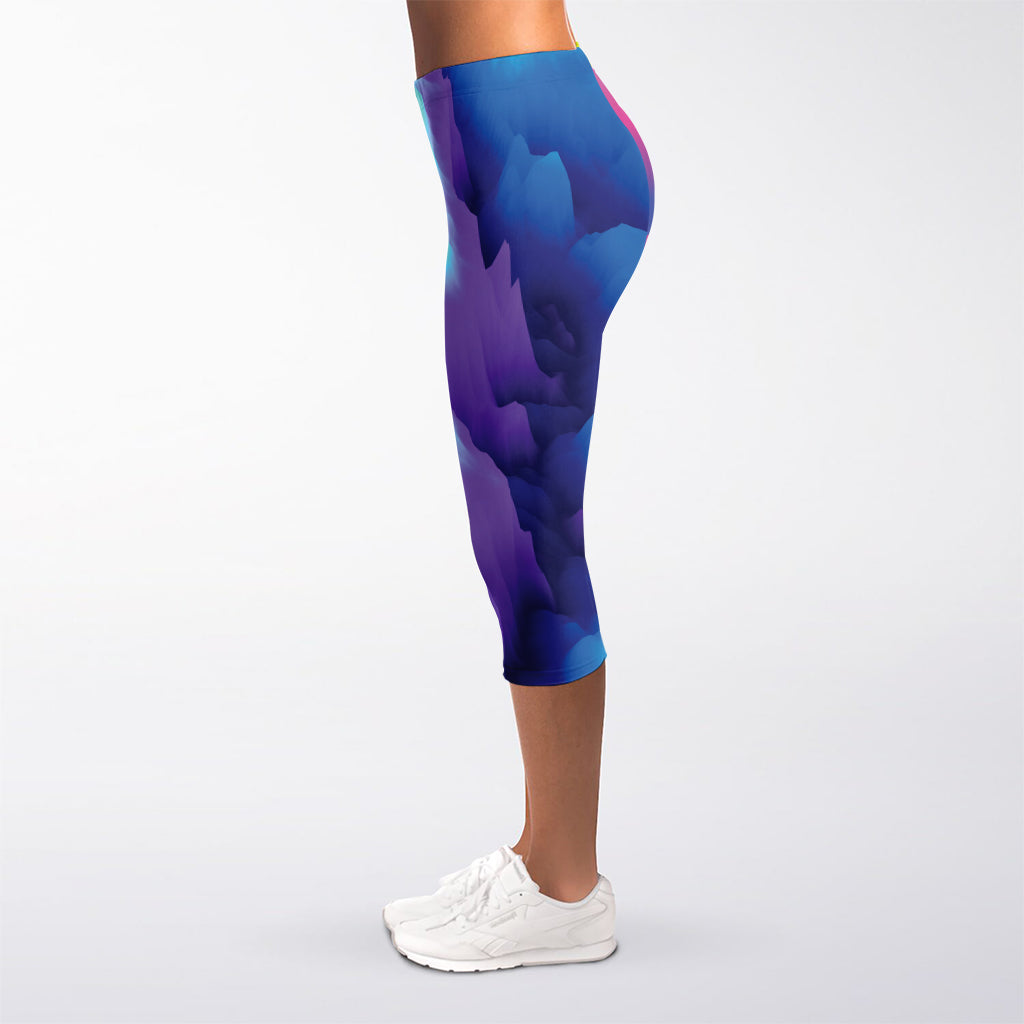 Colorful Cloud Print Women's Capri Leggings