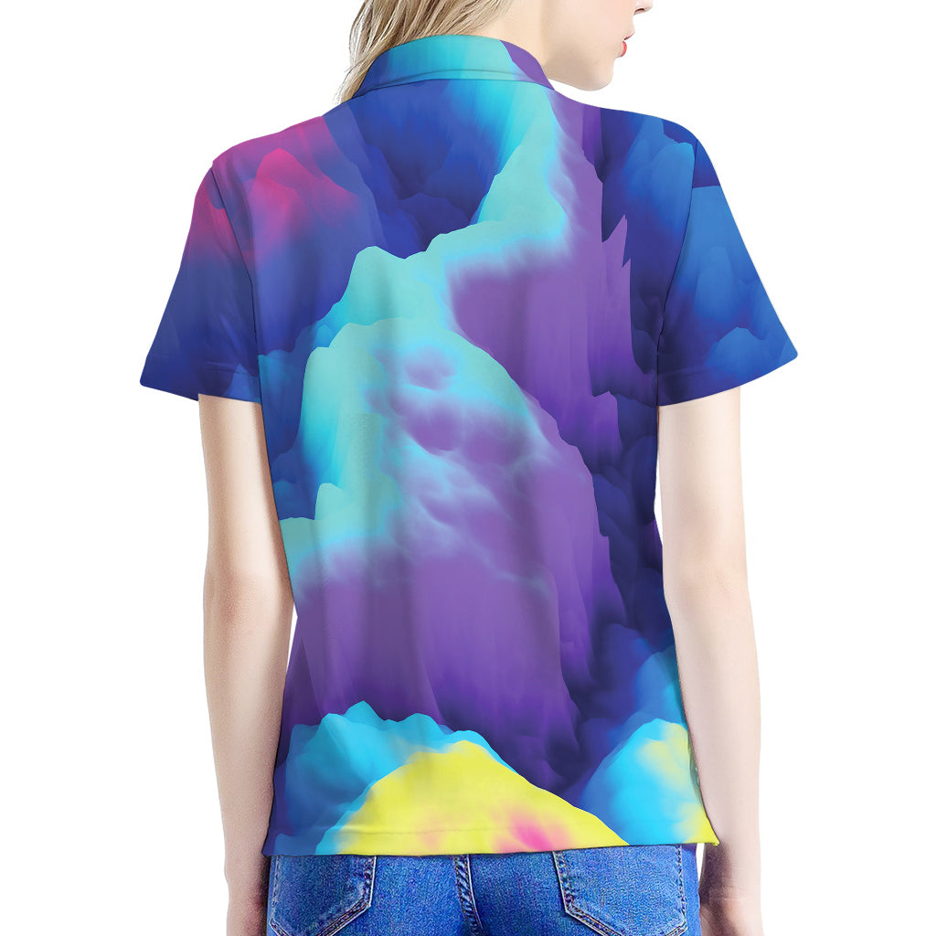 Colorful Cloud Print Women's Polo Shirt