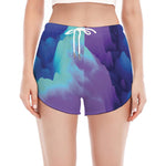 Colorful Cloud Print Women's Split Running Shorts