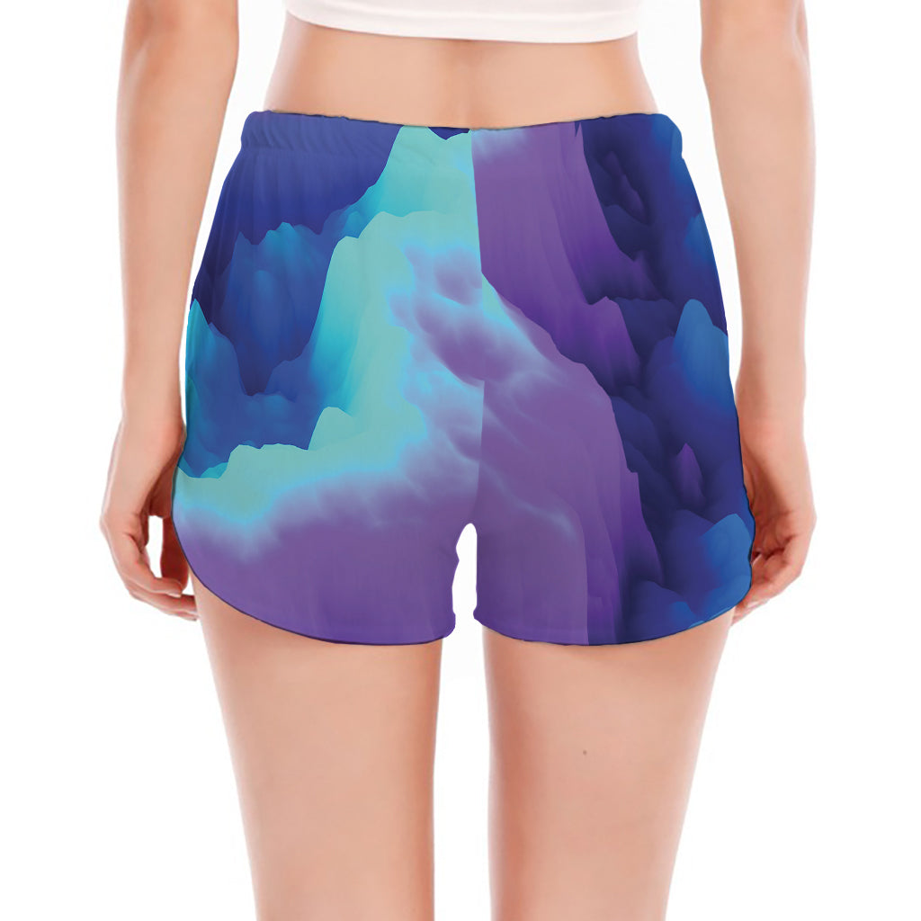 Colorful Cloud Print Women's Split Running Shorts