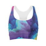 Colorful Cloud Print Women's Sports Bra