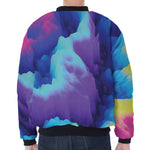 Colorful Cloud Print Zip Sleeve Bomber Jacket