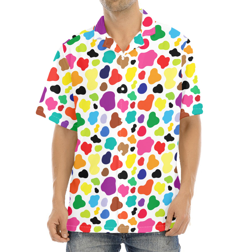 Colorful Cow Pattern Print Aloha Shirt