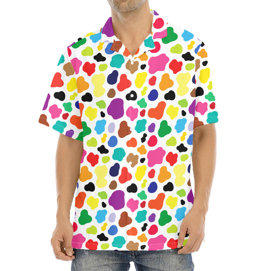 Colorful Cow Pattern Print Aloha Shirt