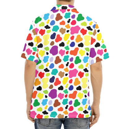 Colorful Cow Pattern Print Aloha Shirt