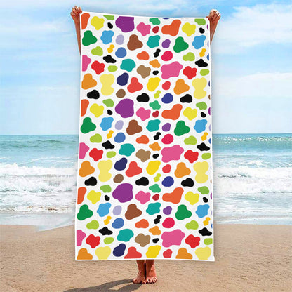 Colorful Cow Pattern Print Beach Towel
