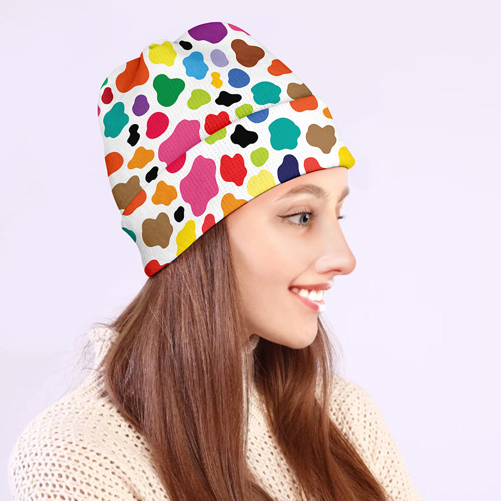 Colorful Cow Pattern Print Beanie