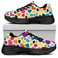 Colorful Cow Pattern Print Black Chunky Shoes