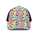 Colorful Cow Pattern Print Black Mesh Trucker Hat