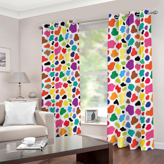 Colorful Cow Pattern Print Blackout Grommet Curtains