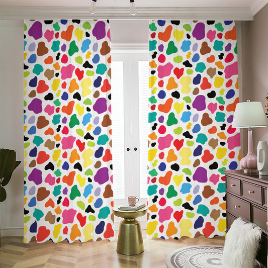 Colorful Cow Pattern Print Blackout Pencil Pleat Curtains