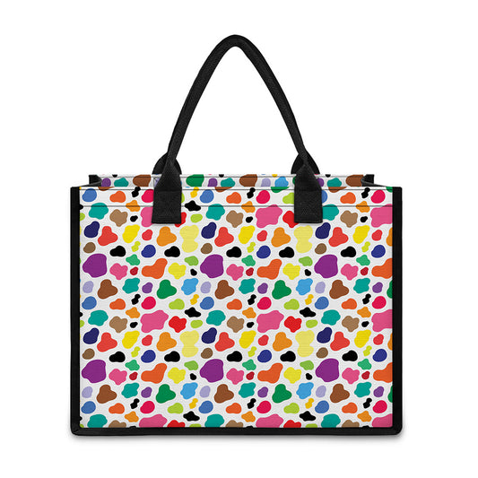 Colorful Cow Pattern Print Canvas Tote Bag
