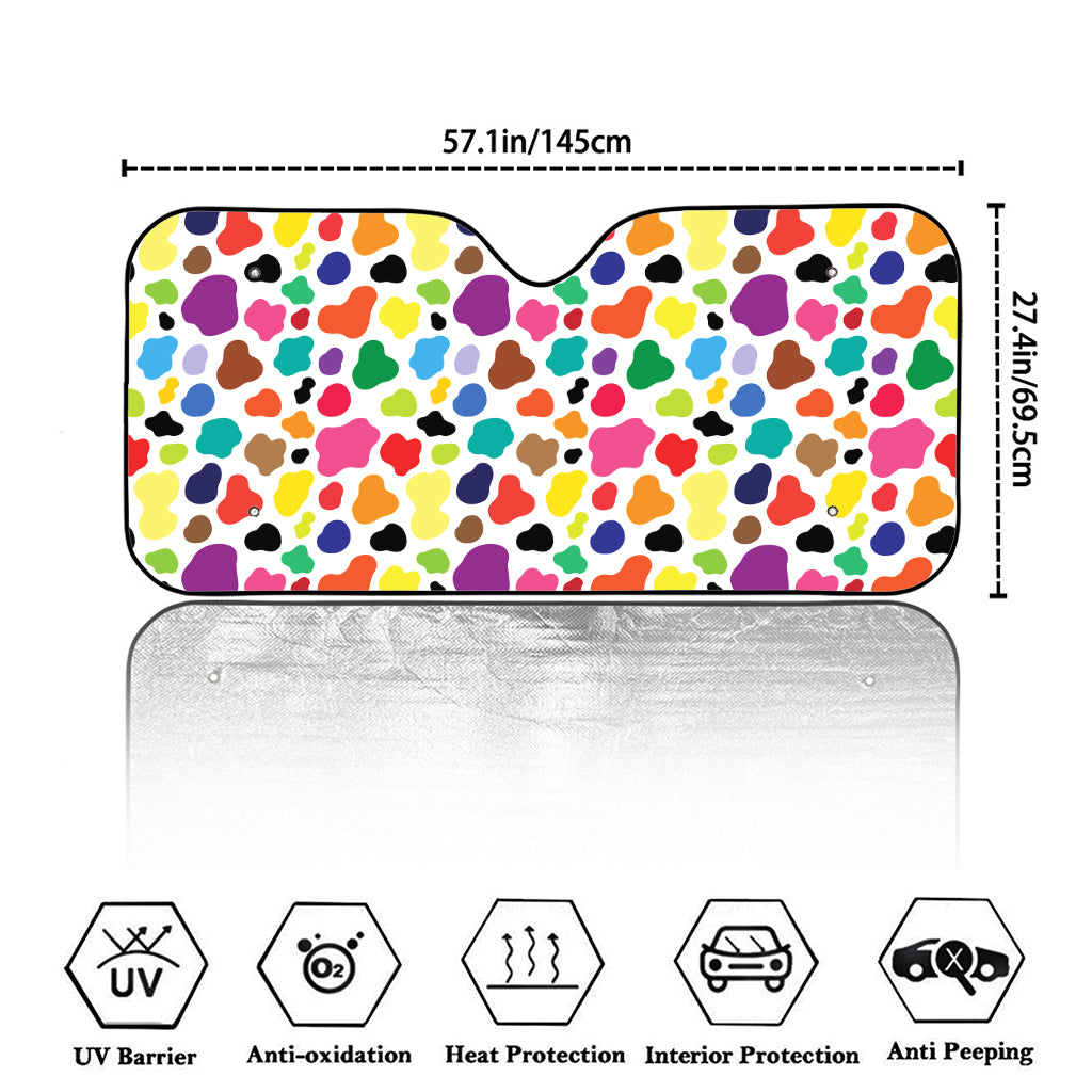 Colorful Cow Pattern Print Car Windshield Sun Shade