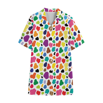 Colorful Cow Pattern Print Cotton Hawaiian Shirt