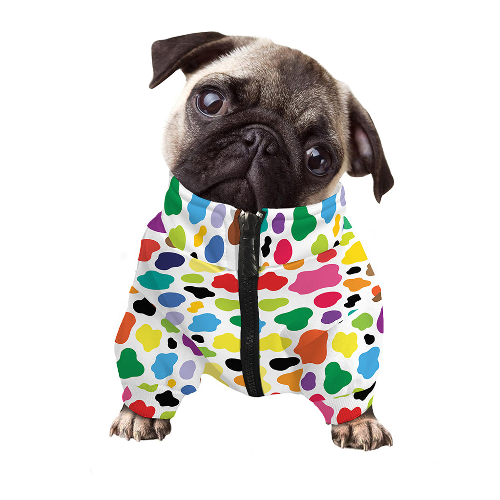 Colorful Cow Pattern Print Dog Zip Up Jacket