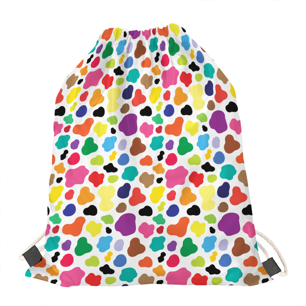 Colorful Cow Pattern Print Drawstring Bag