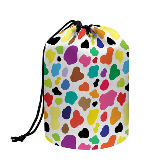 Colorful Cow Pattern Print Drawstring Makeup Bag