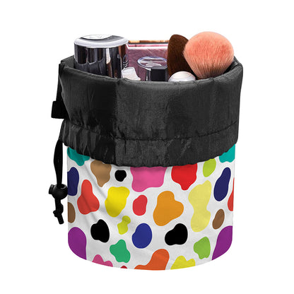Colorful Cow Pattern Print Drawstring Makeup Bag