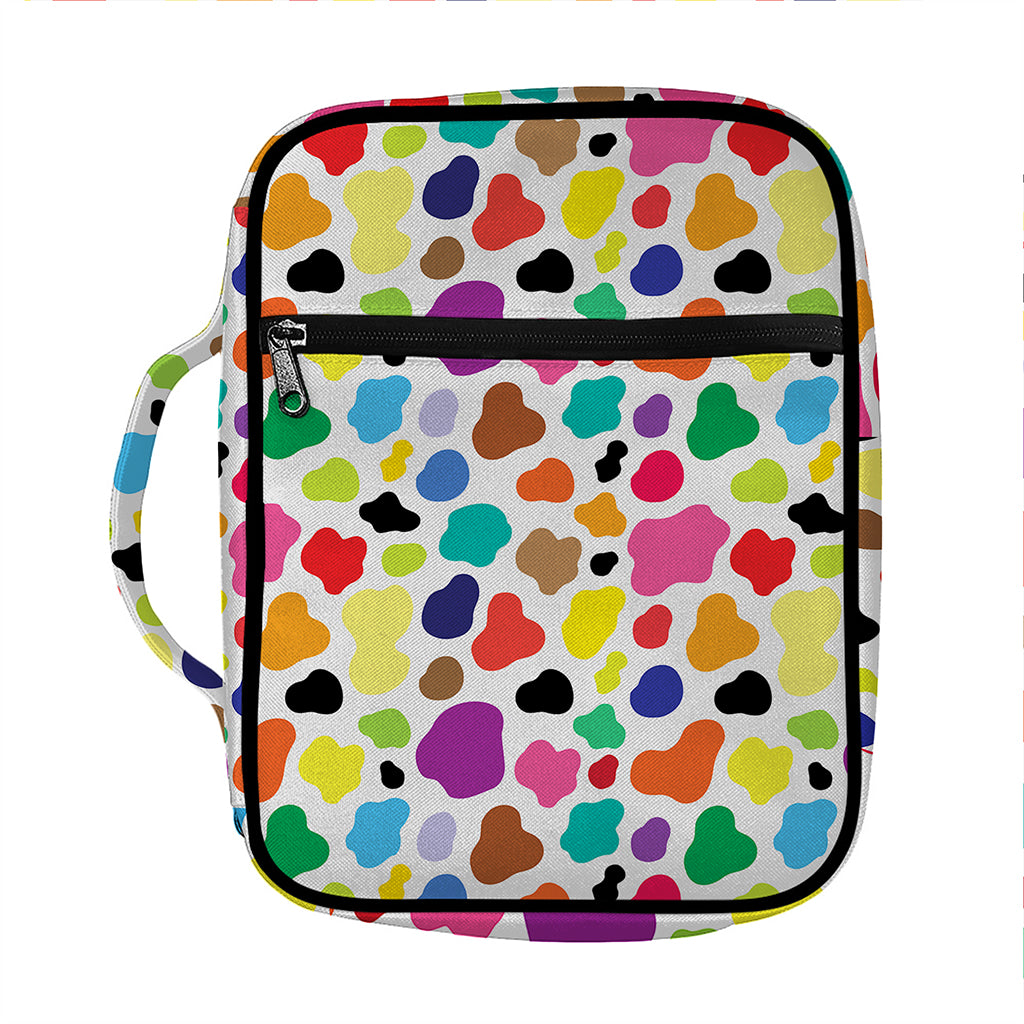 Colorful Cow Pattern Print Front Pocket Bible Bag