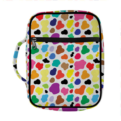 Colorful Cow Pattern Print Front Pocket Bible Bag