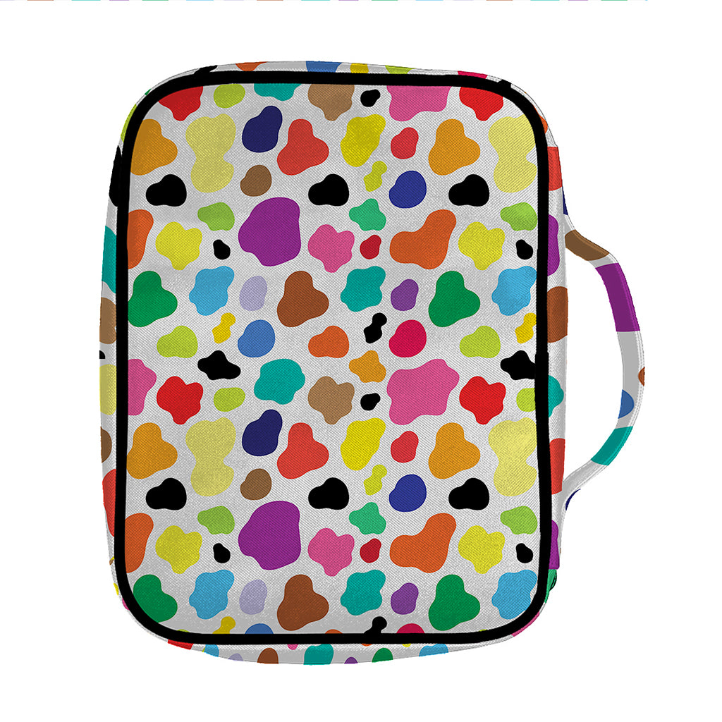 Colorful Cow Pattern Print Front Pocket Bible Bag